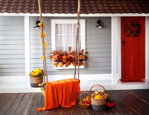 jesenné dekorácie interiér, farby
