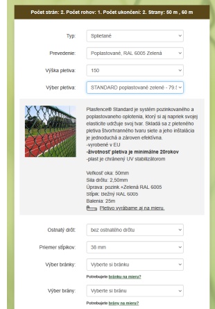 Výpočet pletiva